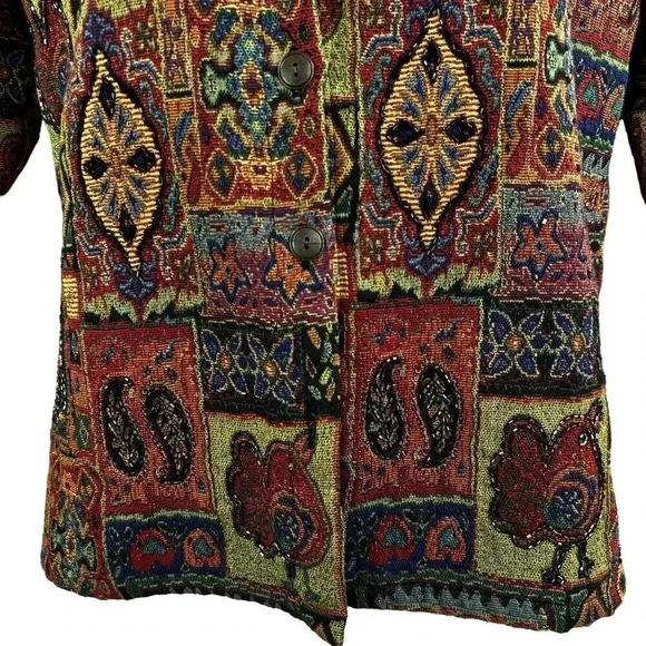 Chicos L Vintage 90s Shacket Embroidered Anniversary Collection Tapestry Beaded - Picture 7 of 16